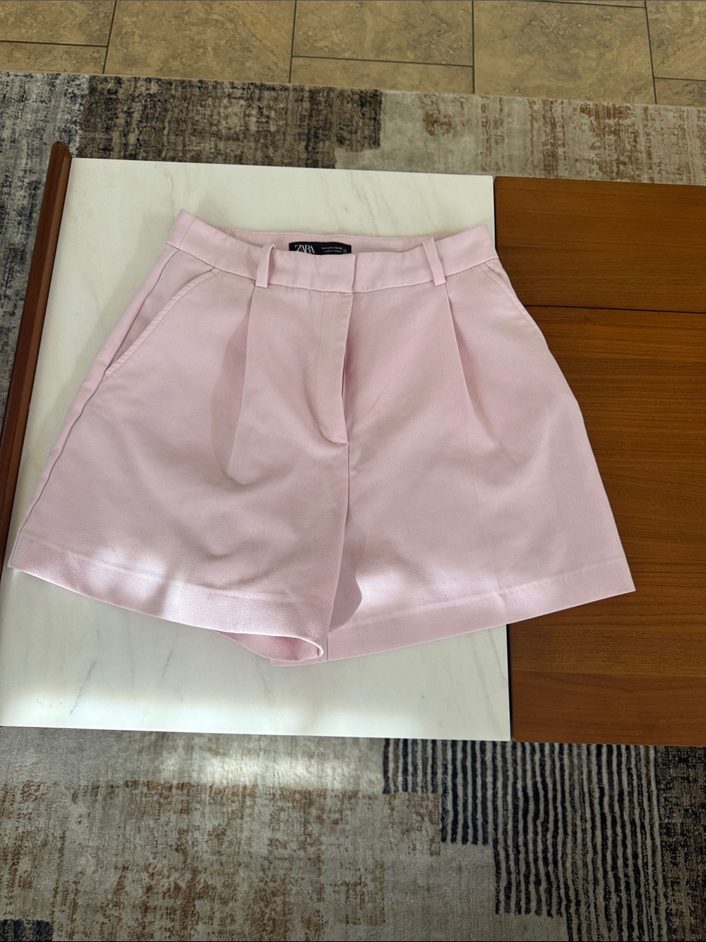 Zara Pale Pink Tailored High-Rise Women's Shorts